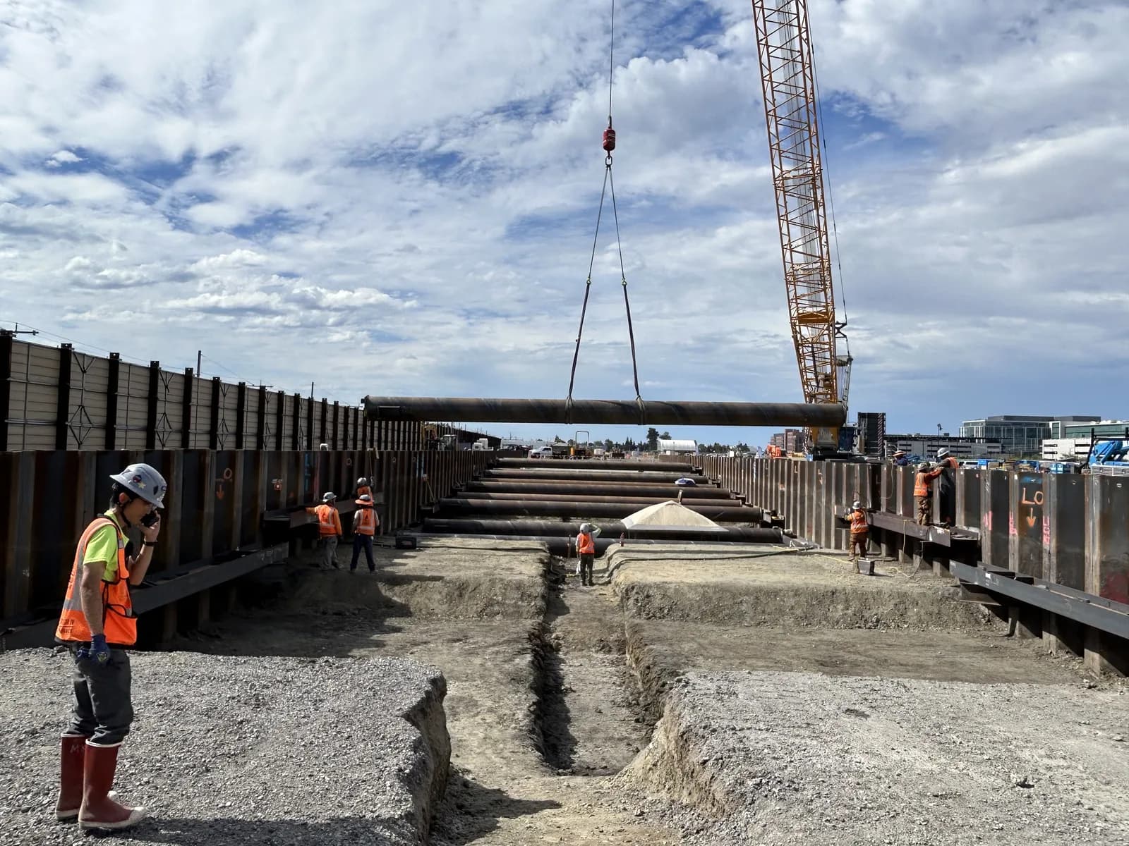 Tunnel launch shaft construction at the BART Silicon Valley Phase II West Portal in Santa Clara